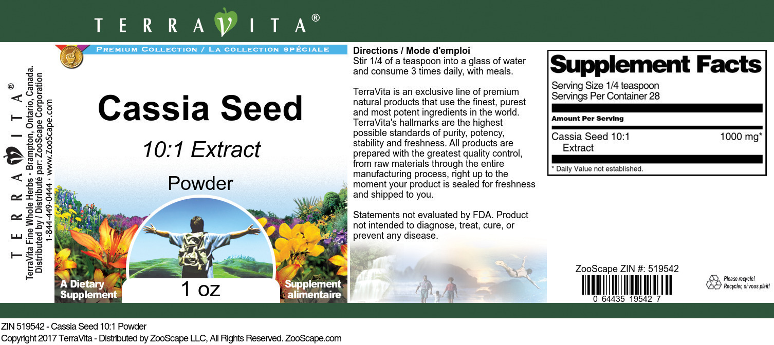 Cassia Seed 10:1 Powder - Label