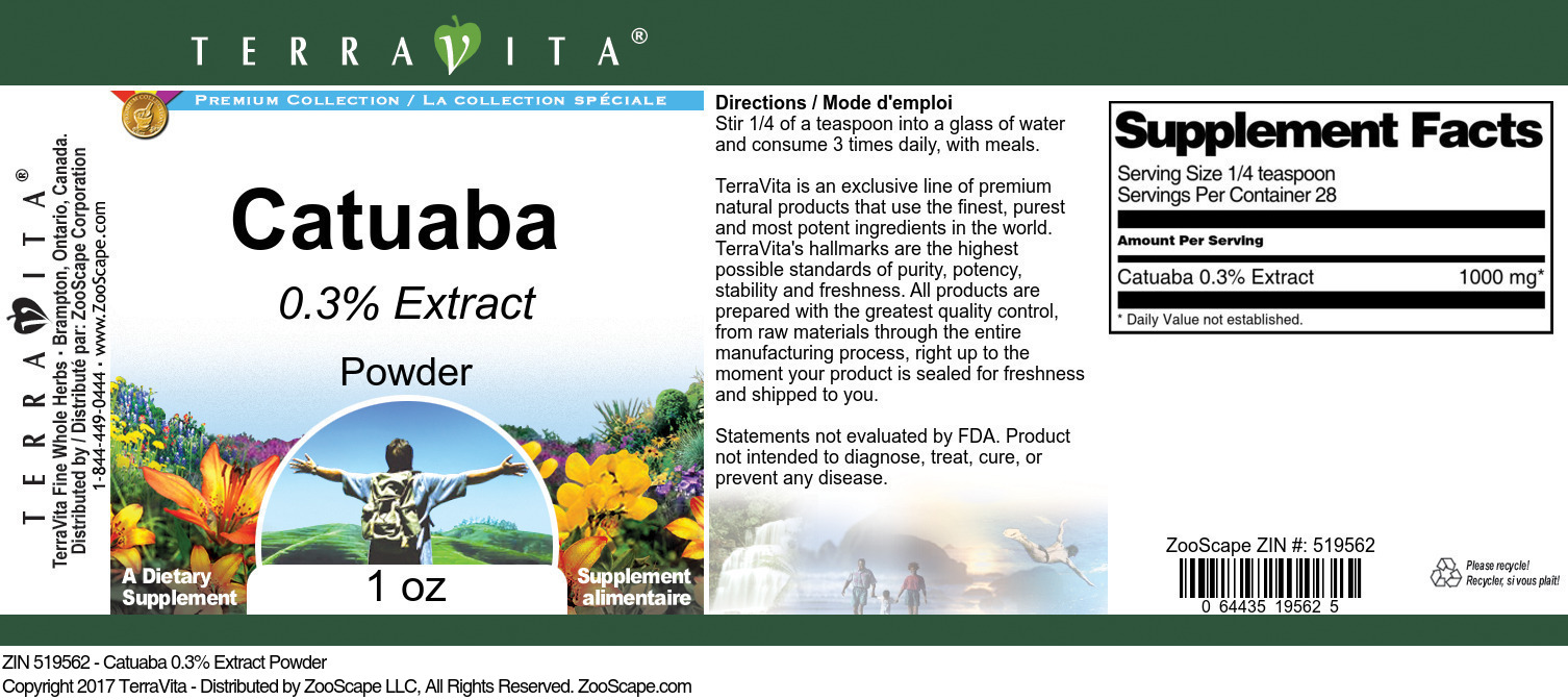 Catuaba 0.3% Powder - Label