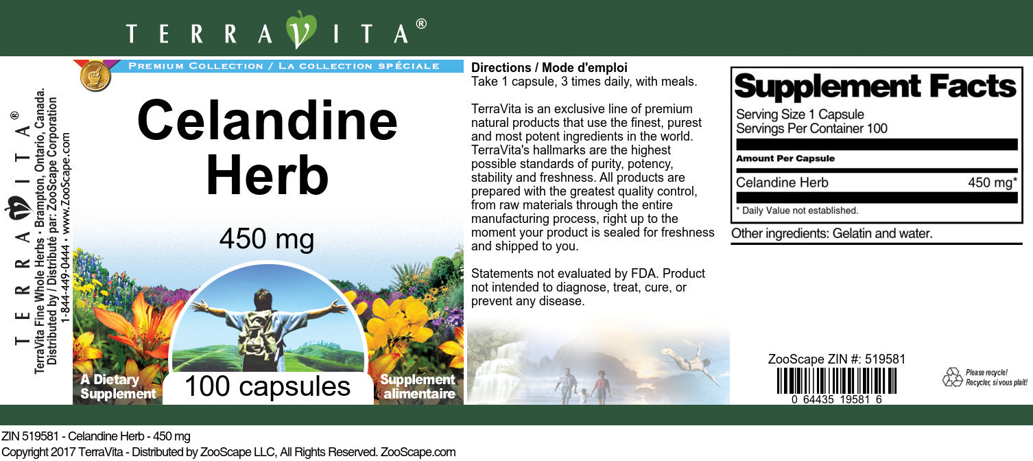 Celandine Herb - 450 mg - Label
