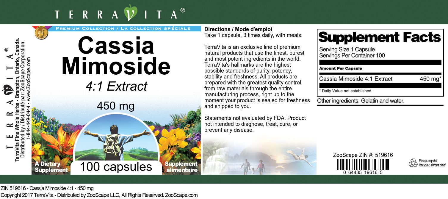 Cassia Mimoside 4:1 - 450 mg - Label