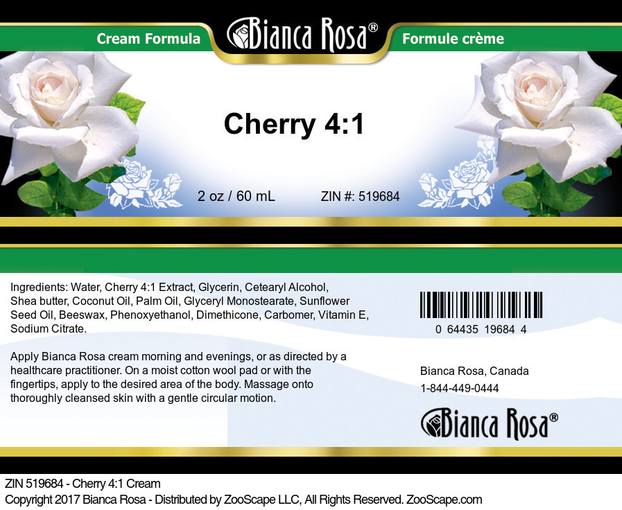 Cherry 4:1 Cream - Label