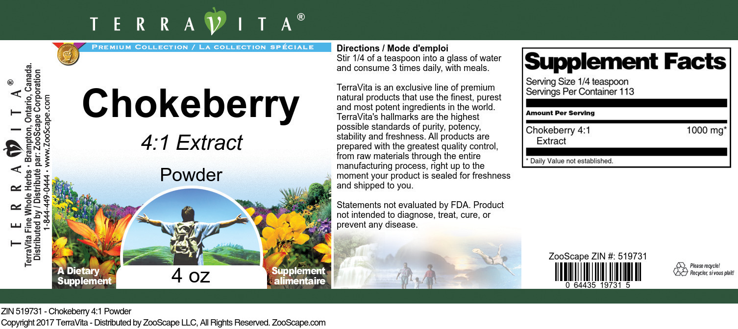 Chokeberry 4:1 Powder - Label