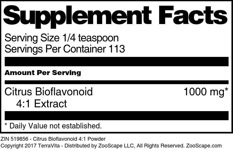 Citrus Bioflavonoid 4:1 Powder - Supplement / Nutrition Facts