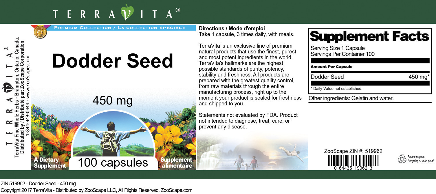 Dodder Seed - 450 mg - Label