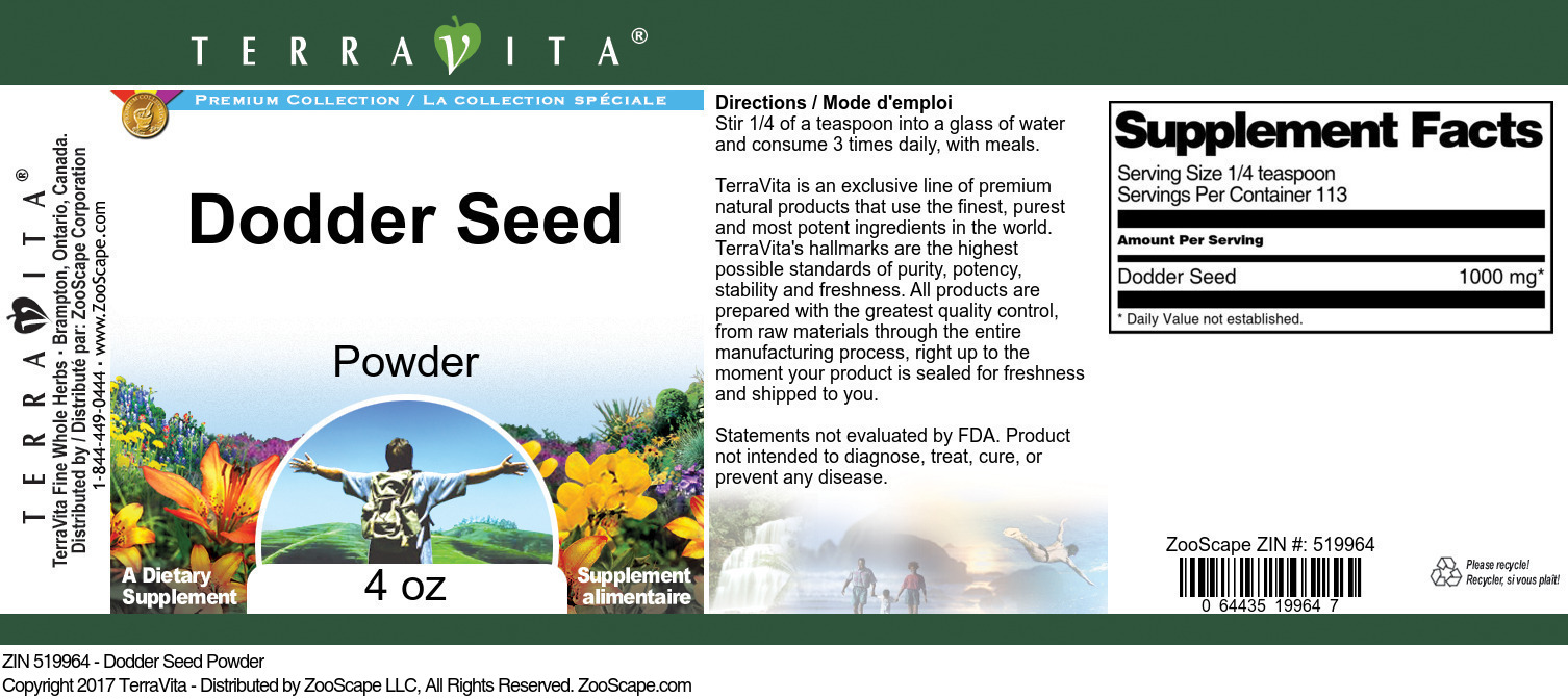 Dodder Seed Powder - Label