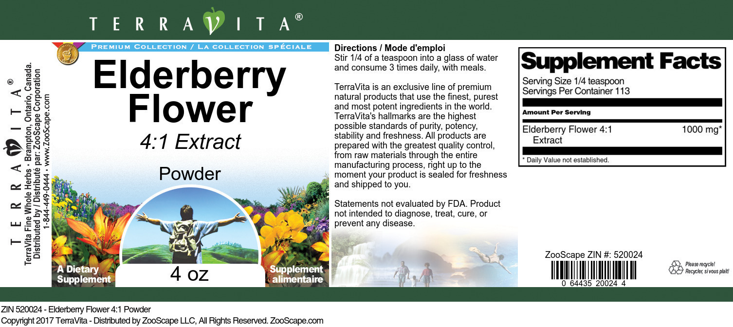 Elderberry Flower 4:1 Powder - Label