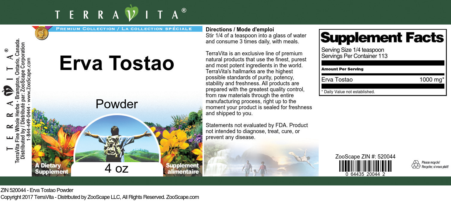 Erva Tostao Powder - Label