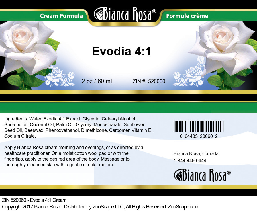 Evodia 4:1 Cream - Label