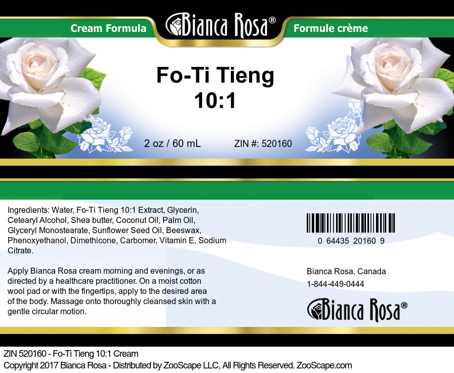 Fo-Ti Tieng 10:1 Cream - Label