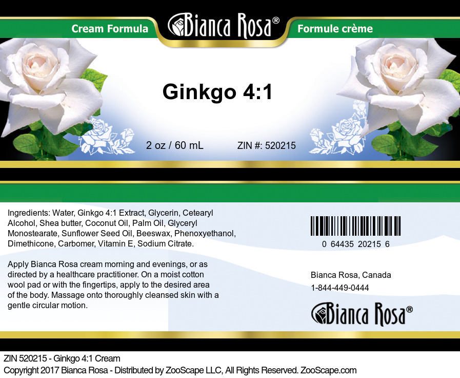 Ginkgo 4:1 Cream - Label