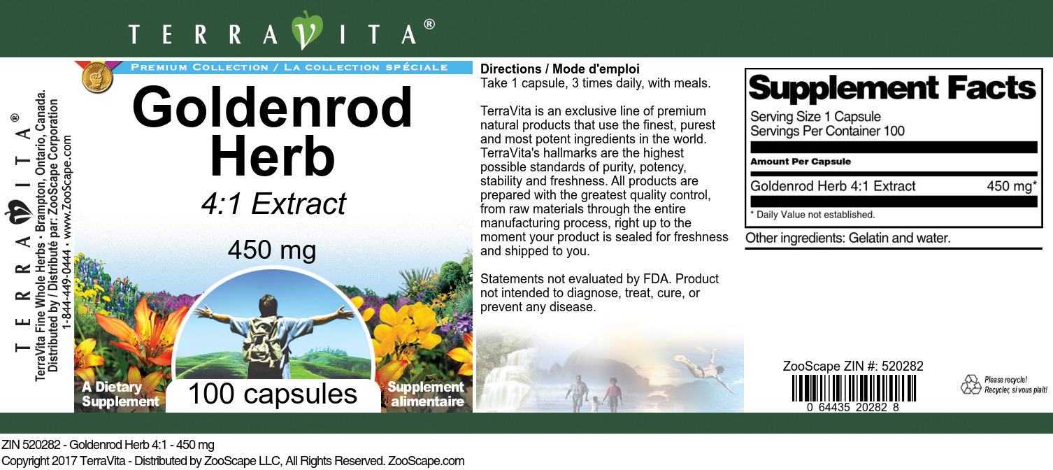 Goldenrod Herb 4:1 - 450 mg - Label