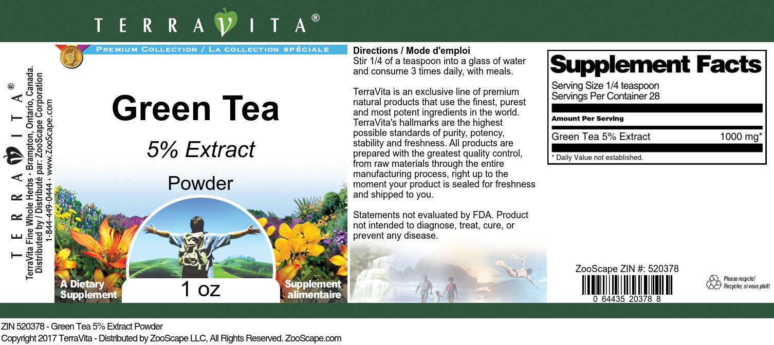 Green Tea 5% Powder - Label