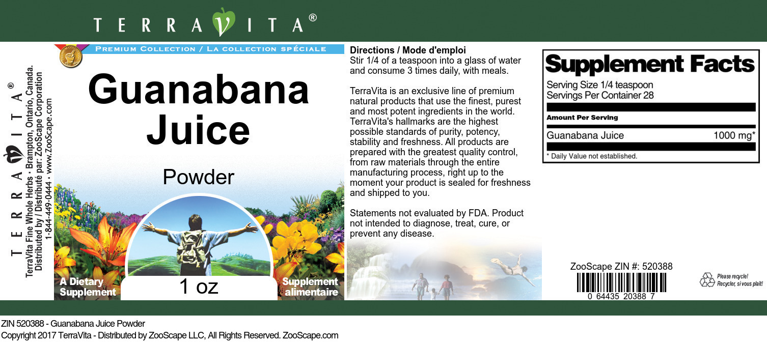 Guanabana Juice Powder - Label