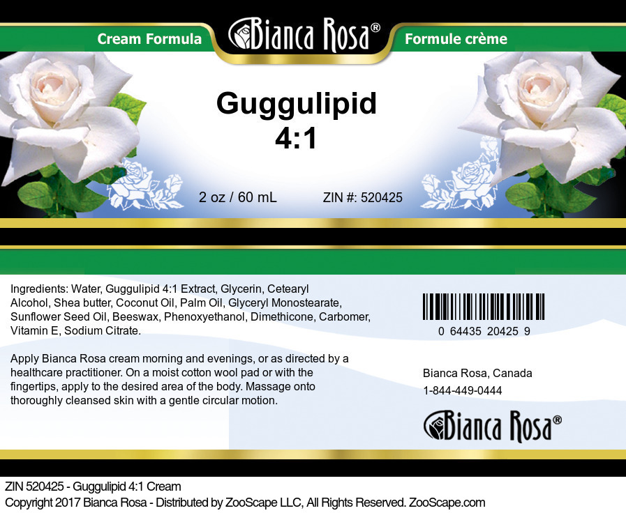 Guggulipid 4:1 Cream - Label