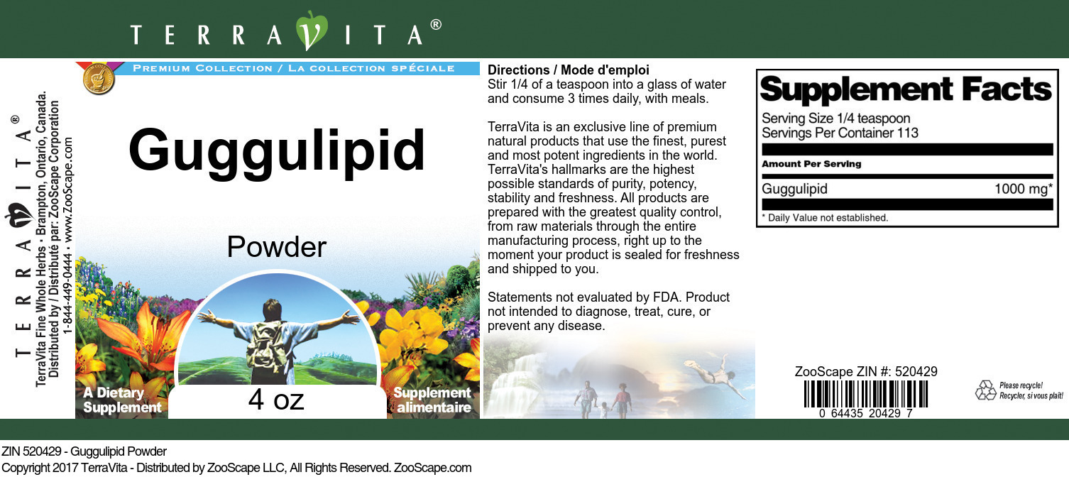 Guggulipid Powder - Label