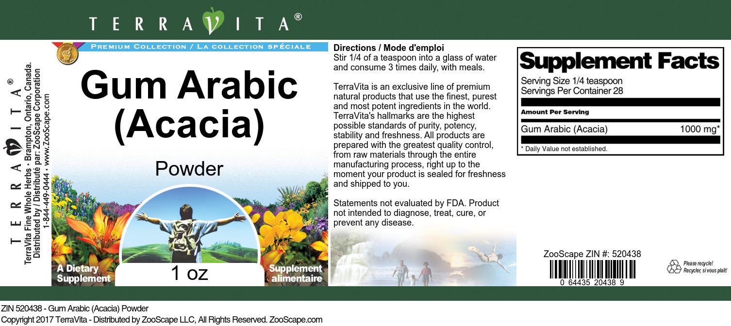 Gum Arabic (Acacia) Powder - Label