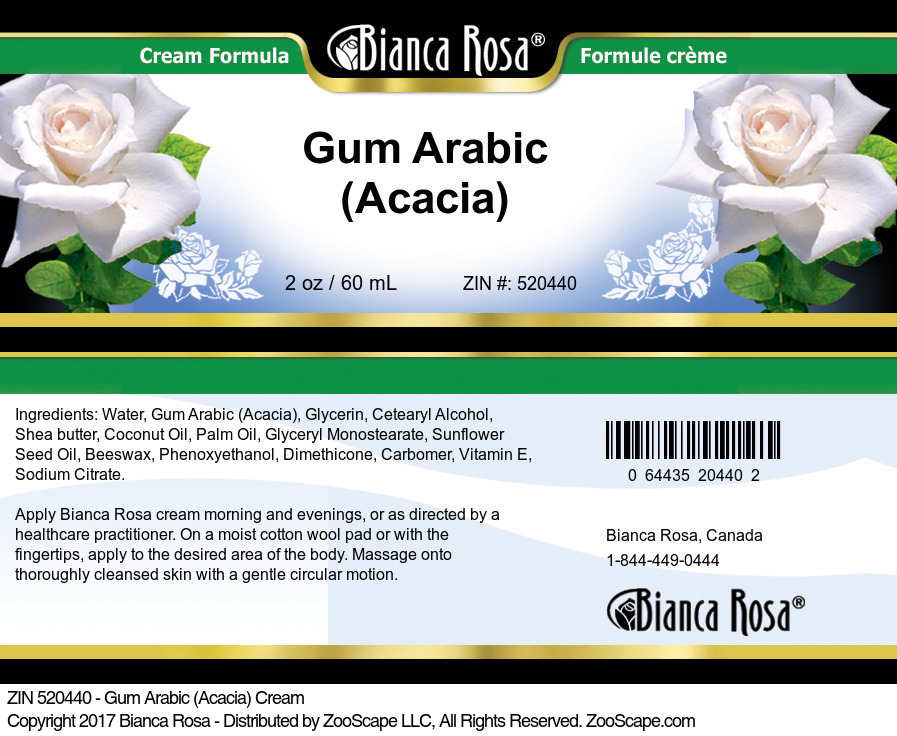 Gum Arabic (Acacia) Cream - Label