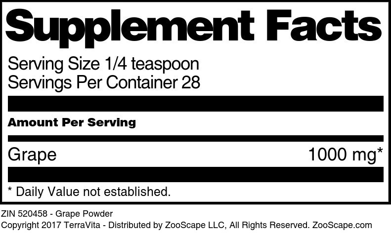 Grape Powder - Supplement / Nutrition Facts