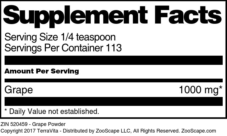 Grape Powder - Supplement / Nutrition Facts