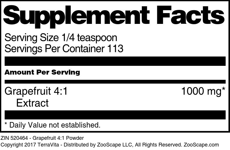 Grapefruit 4:1 Powder - Supplement / Nutrition Facts
