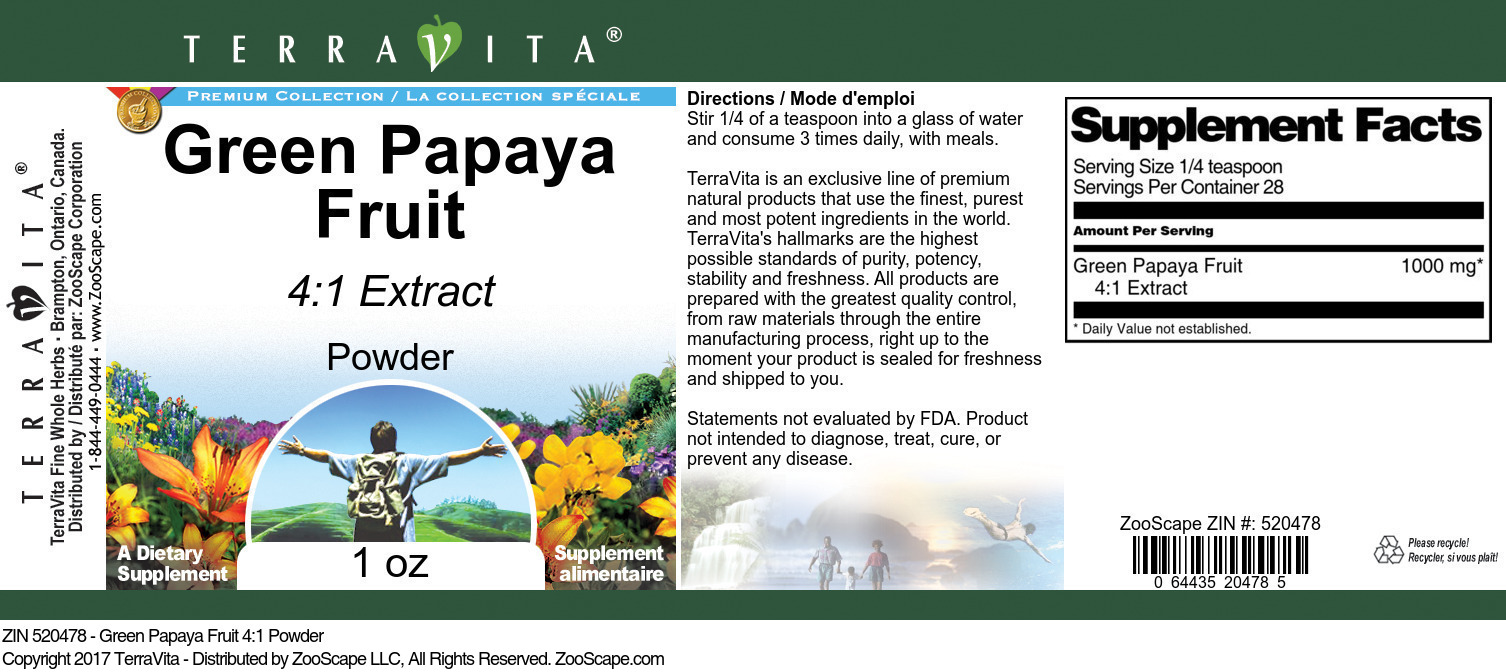 Green Papaya Fruit 4:1 Powder - Label