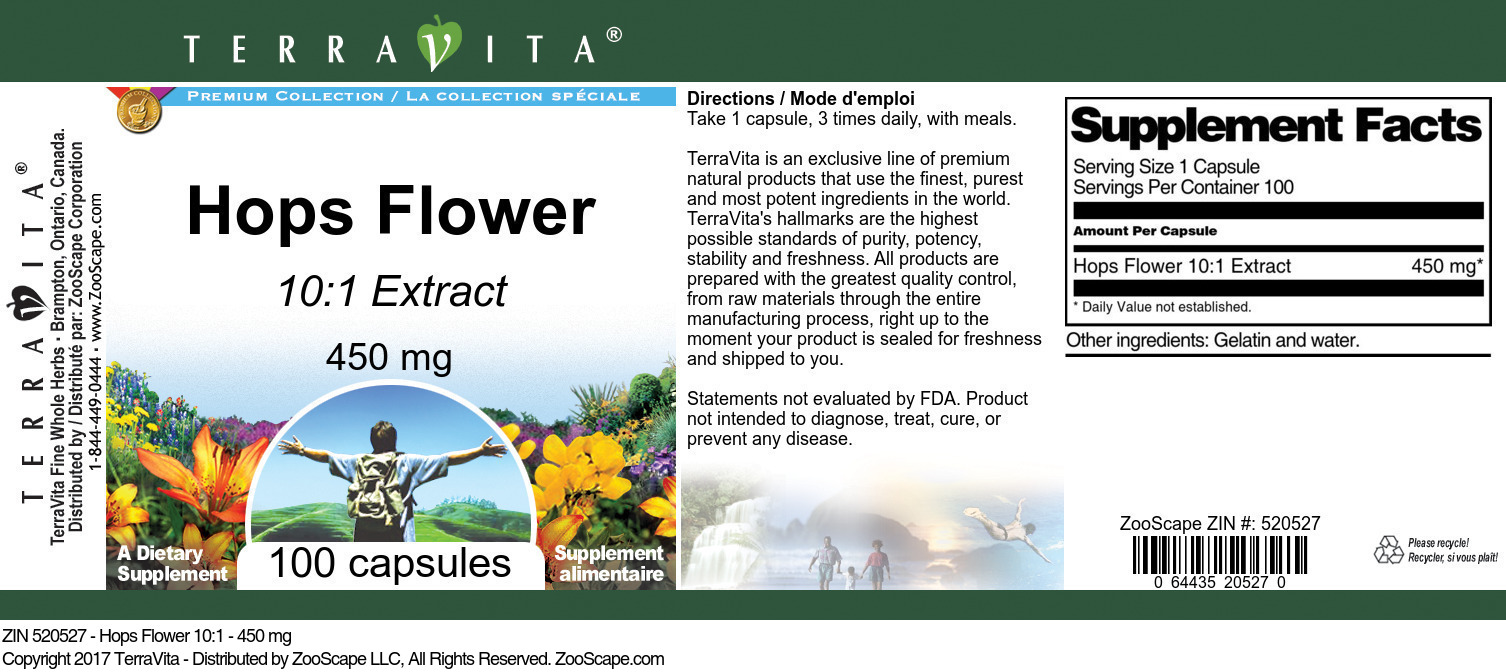 Hops Flower 10:1 - 450 mg - Label