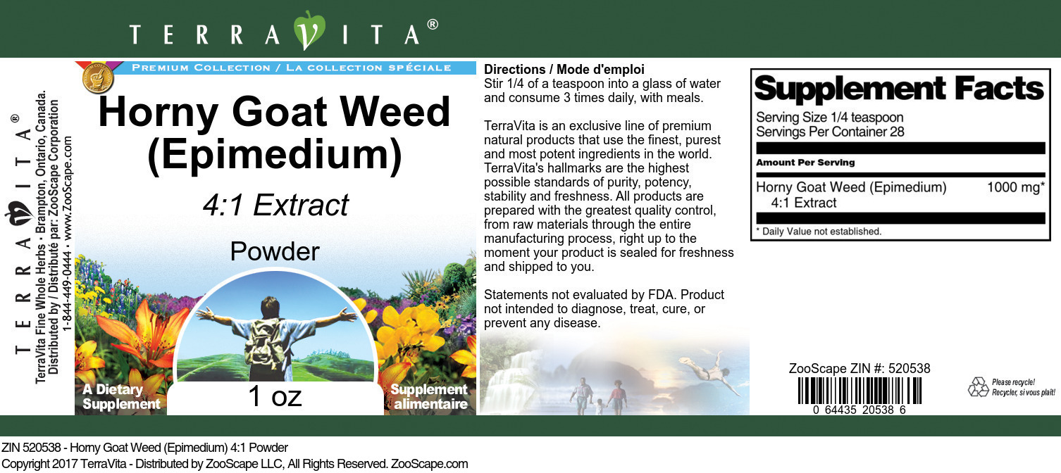 Horny Goat Weed (Epimedium) 4:1 Powder - Label