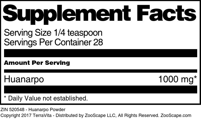 Huanarpo Powder - Supplement / Nutrition Facts