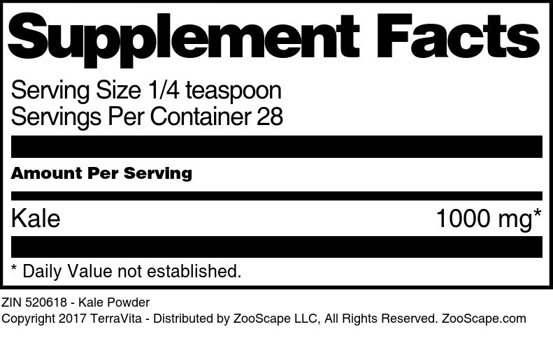 Kale Powder - Supplement / Nutrition Facts