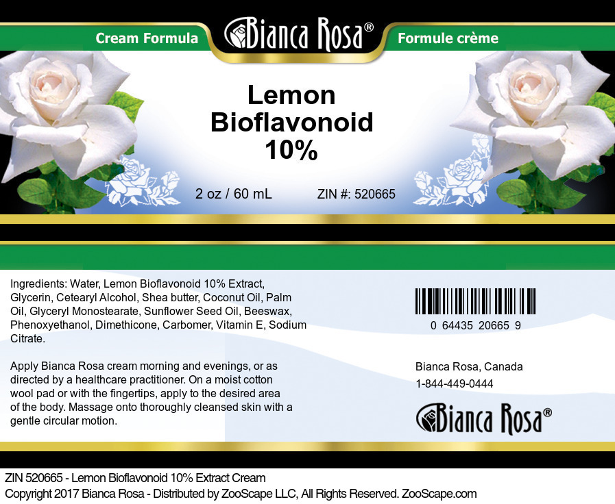 Lemon Bioflavonoid 10% Cream - Label