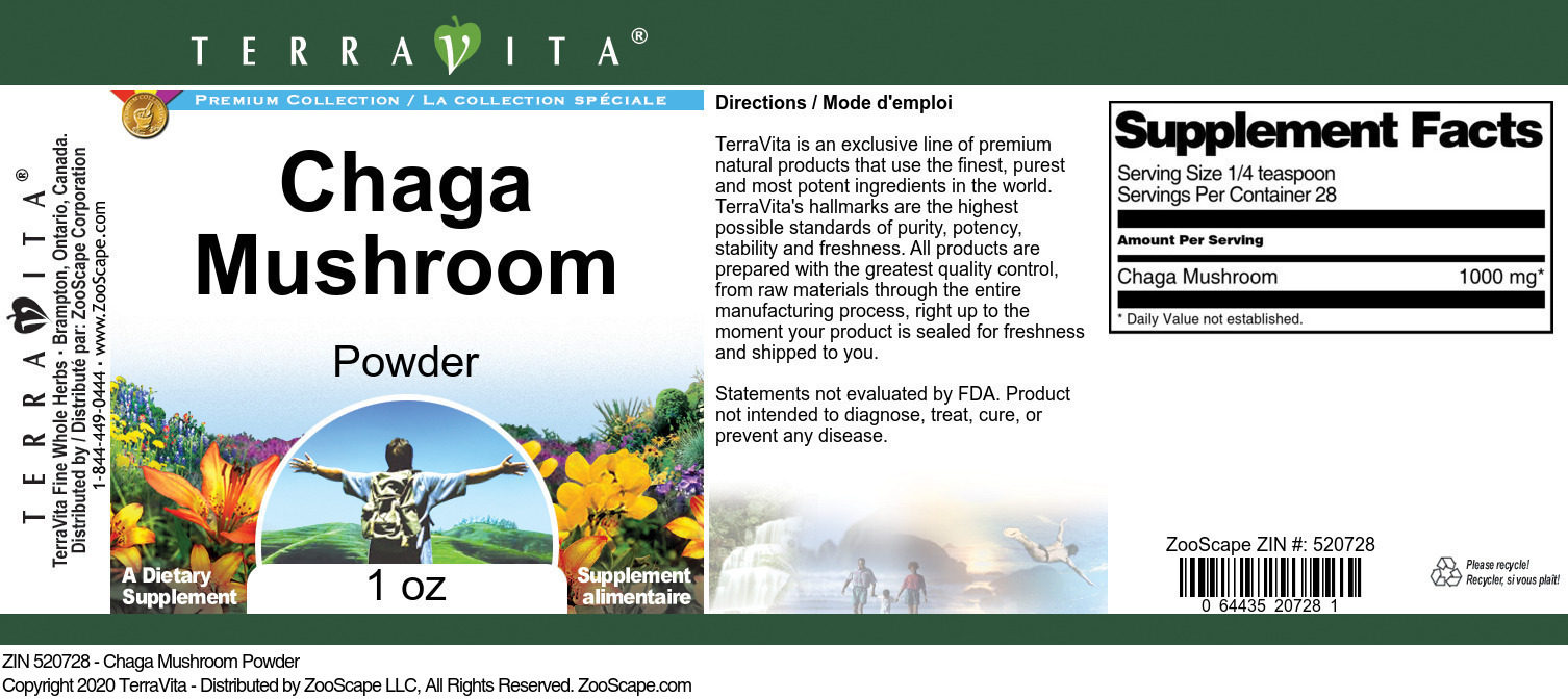 Chaga Mushroom Powder - Label