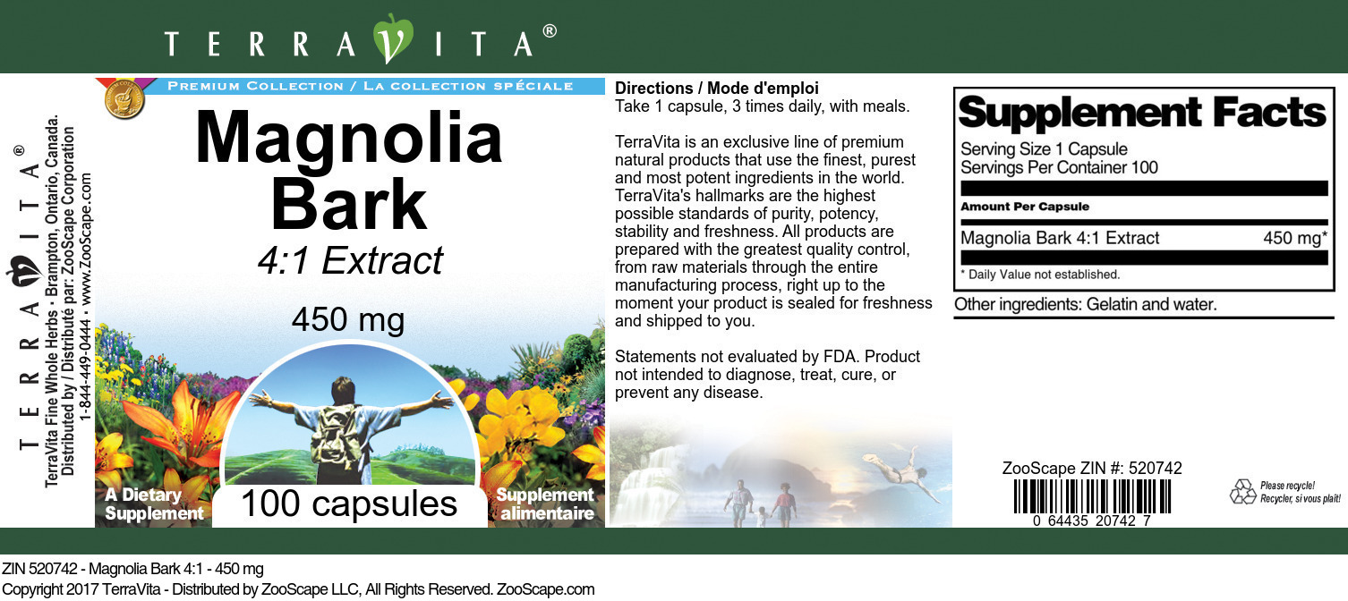 Magnolia Bark 4:1 - 450 mg - Label