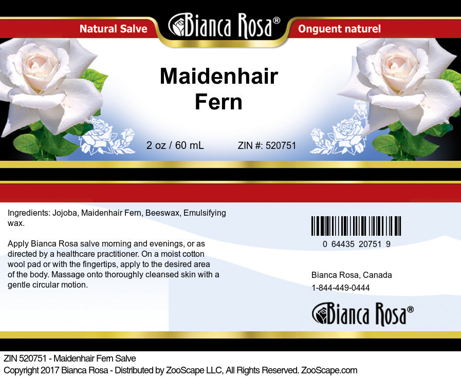 Maidenhair Fern Salve - Label