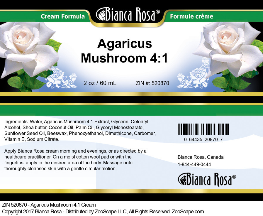 Agaricus Mushroom 4:1 Cream - Label