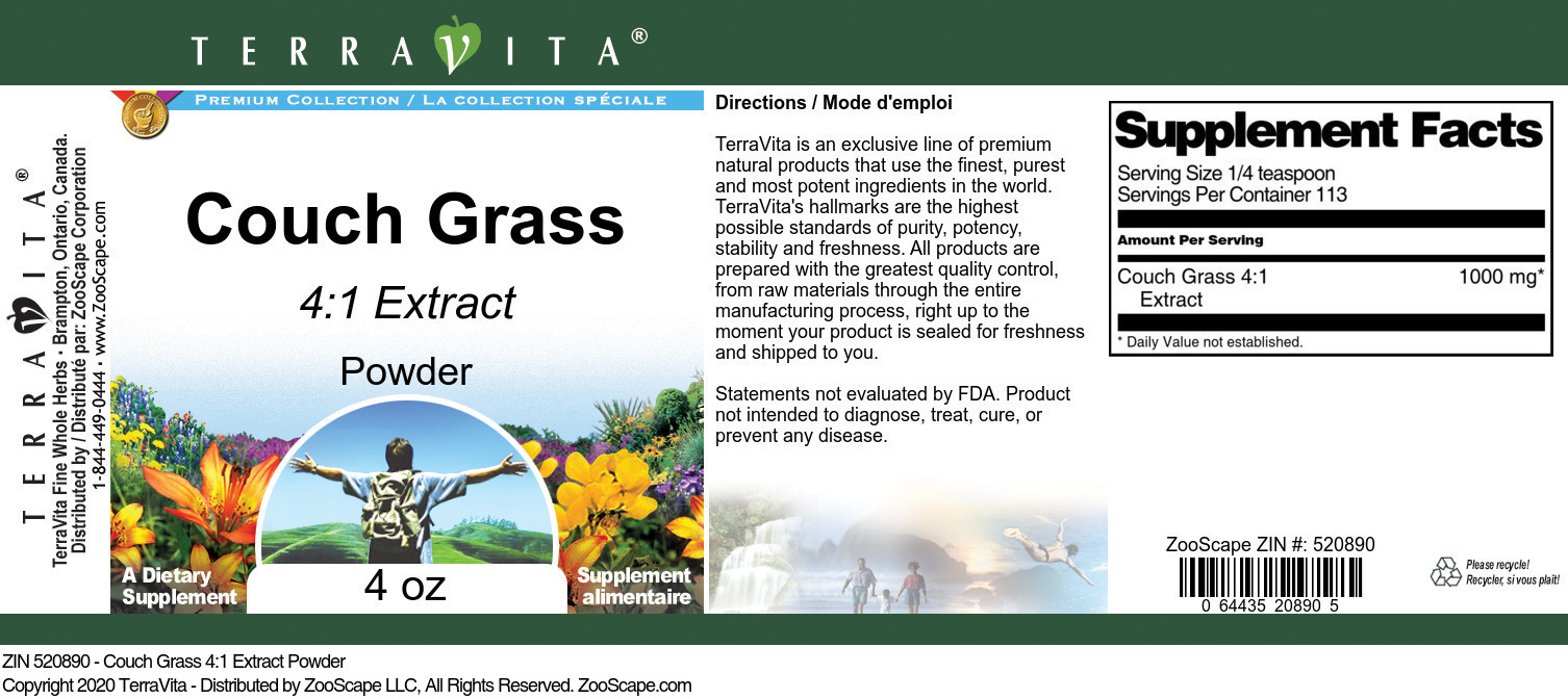 Couch Grass 4:1 Extract Powder - Label