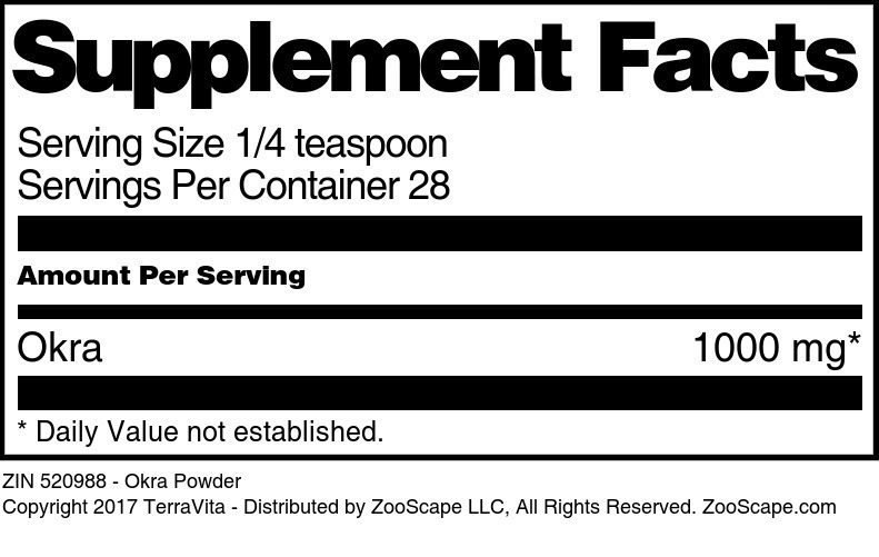 Okra Powder - Supplement / Nutrition Facts