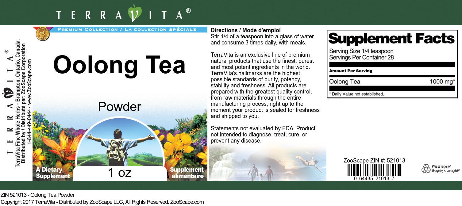 Oolong Tea Powder - Label