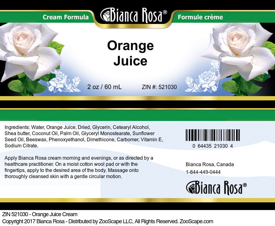 Orange Juice Cream - Label