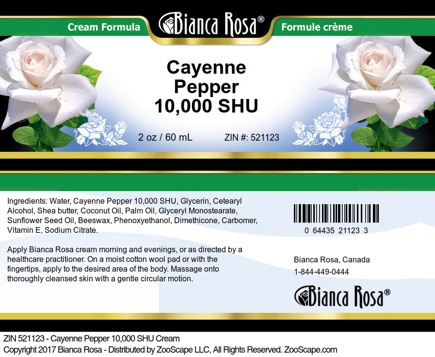 Cayenne Pepper 10,000 SHU Cream - Label