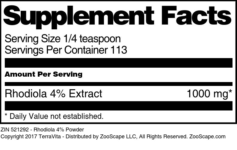 Rhodiola 4% Powder - Supplement / Nutrition Facts