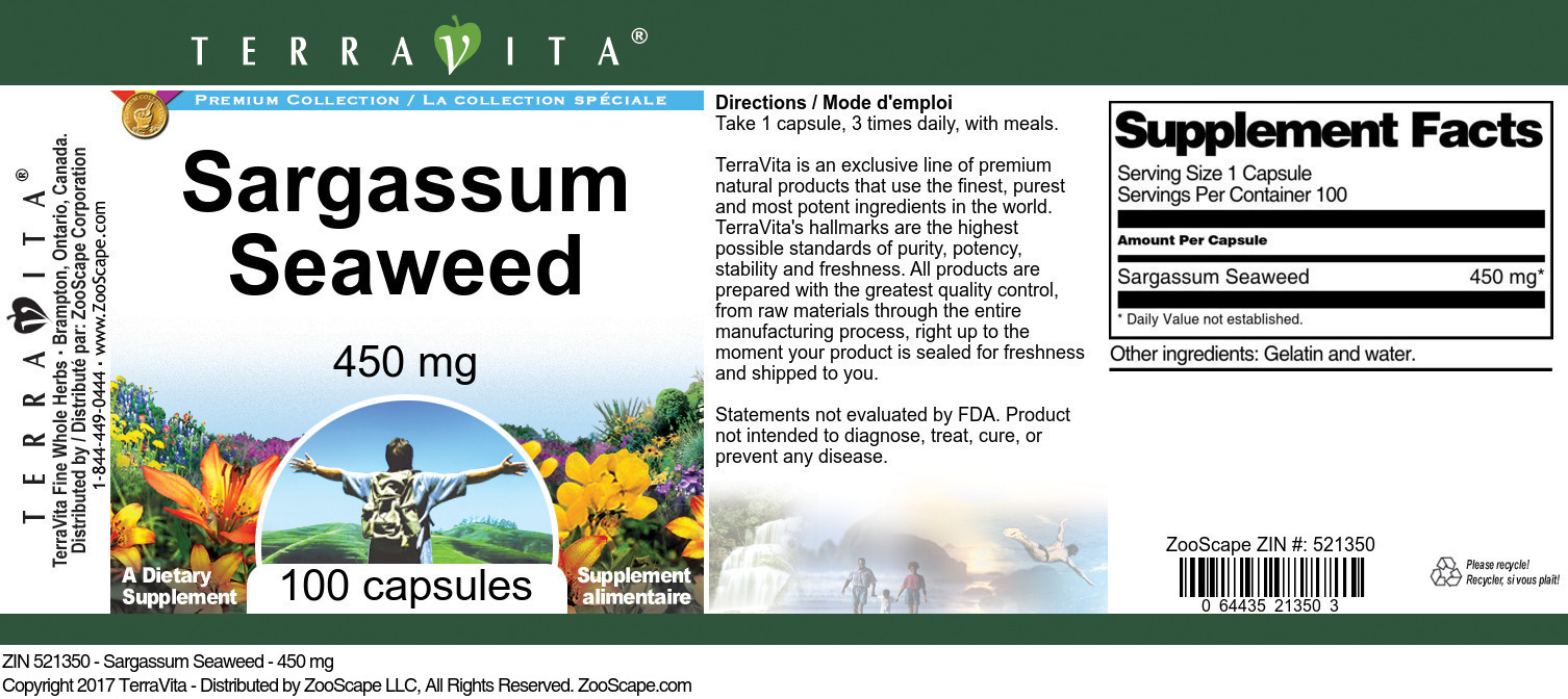 Sargassum Seaweed - 450 mg - Label