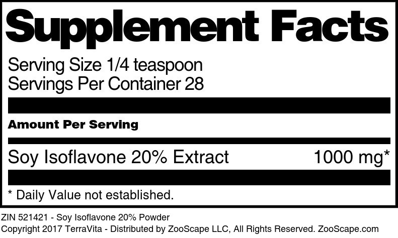 Soy Isoflavone 20% Powder - Supplement / Nutrition Facts