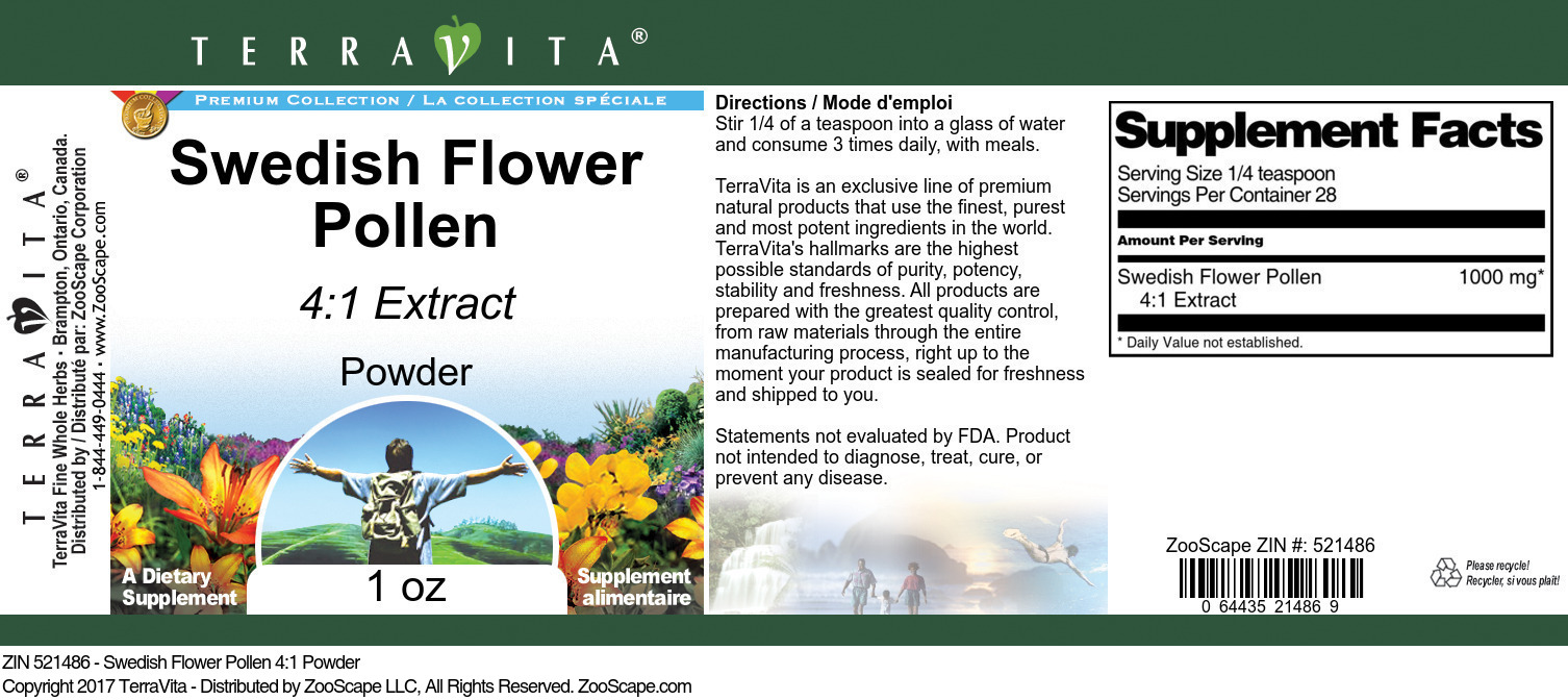Swedish Flower Pollen 4:1 Powder - Label