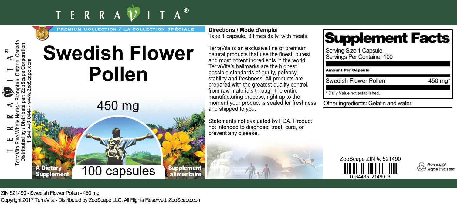 Swedish Flower Pollen - 450 mg - Label