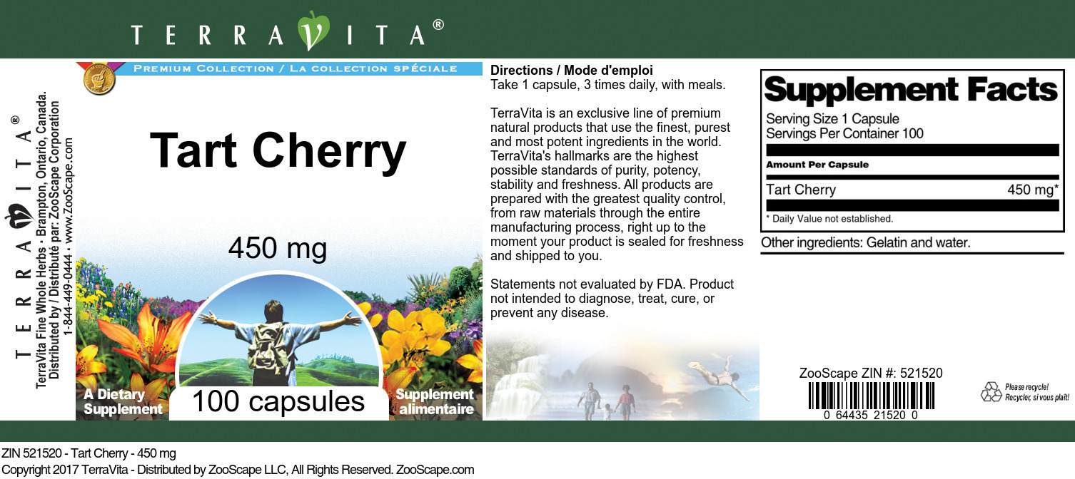 Tart Cherry - 450 mg - Label