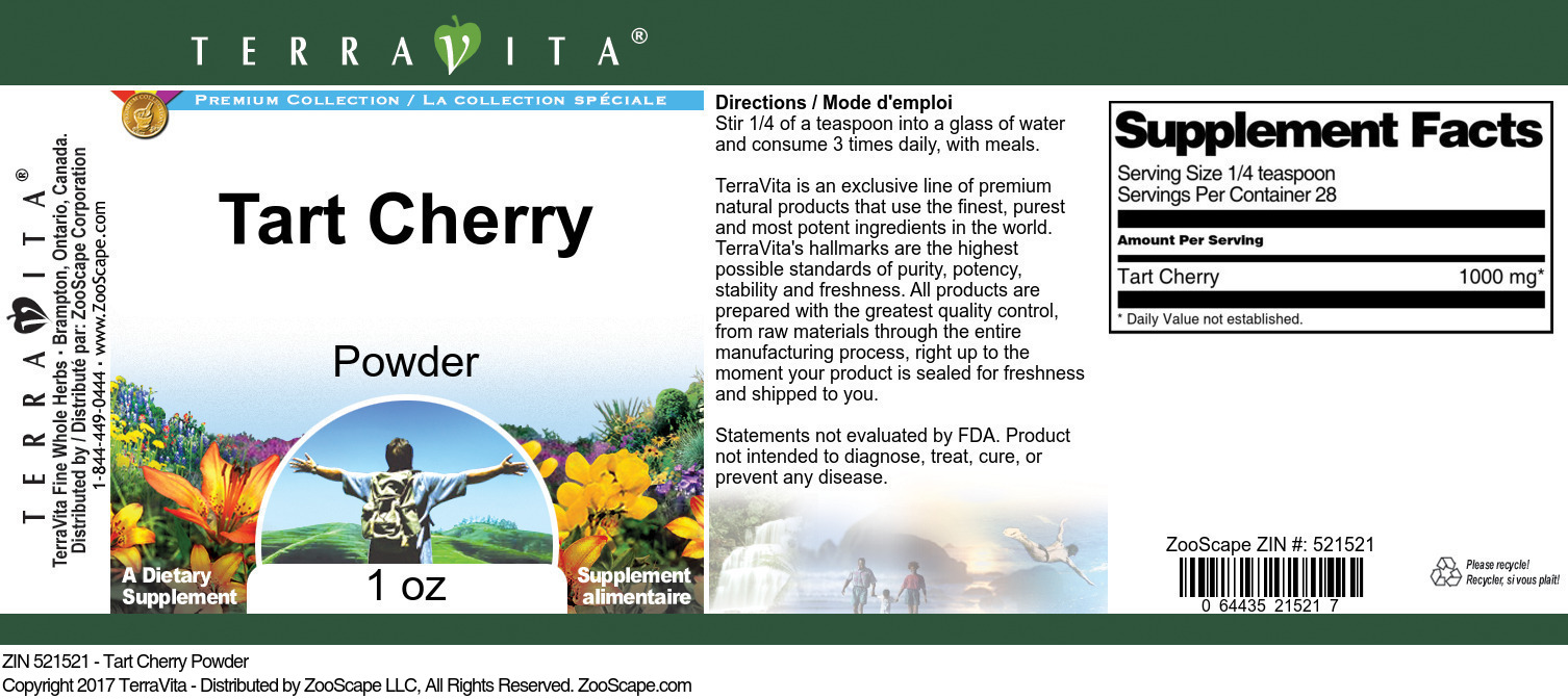 Tart Cherry Powder - Label