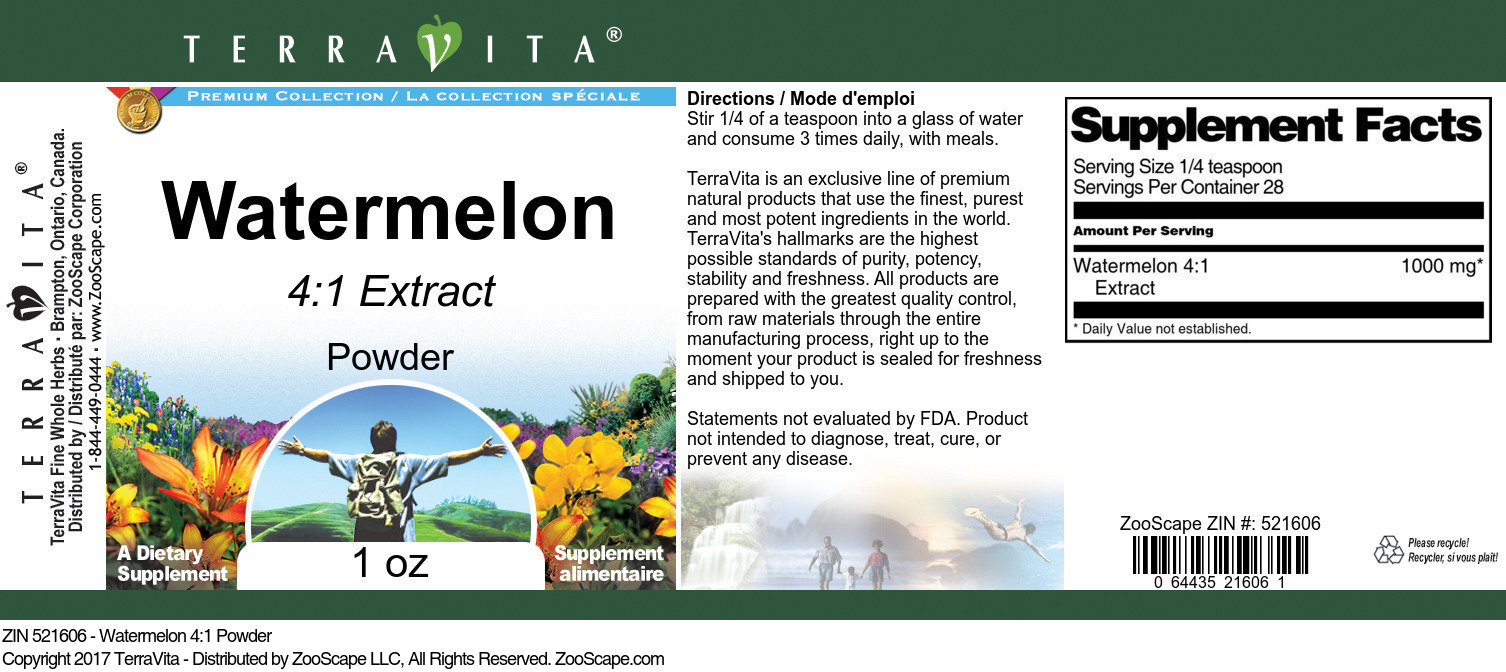 Watermelon 4:1 Powder - Label