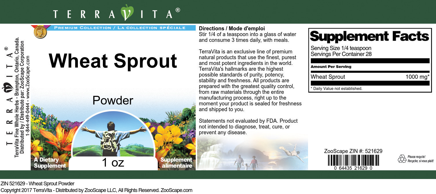 Wheat Sprout Powder - Label