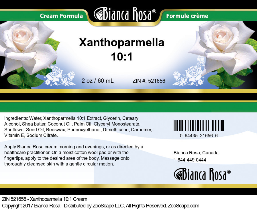 Xanthoparmelia 10:1 Cream - Label