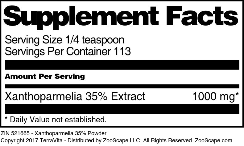 Xanthoparmelia 35% Powder - Supplement / Nutrition Facts
